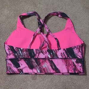 lululemon athletica Hot Pink & Black Abstract Crisscross Sports Bra